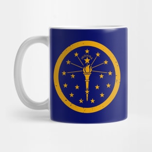 Retro Indiana State Flag // Vintage Indiana Flag Grunge Emblem Mug